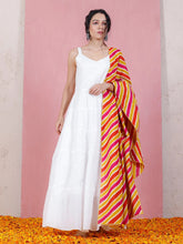 White Printed Rayon Kurti With Pant And Dupatta